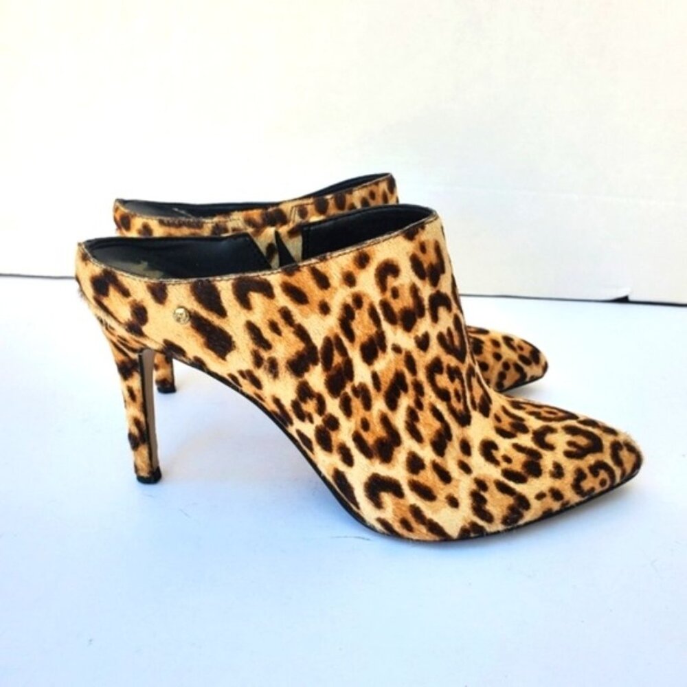 SAM Edelman "Oran" Calf Hair Leopard Mule Heel Bootie Size 6 Brahma, Sand - Picture 5 of 13